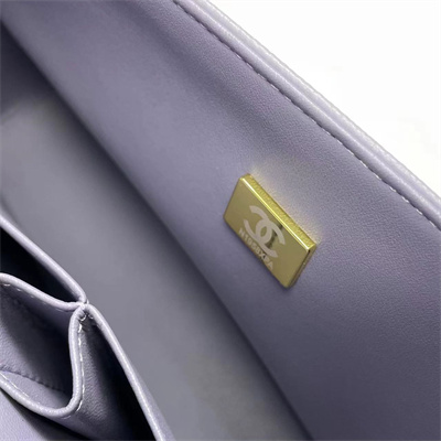 Chanel Medium Classic Flap Bag Grained Calfskin Gold Tone Metal Lilac 01112