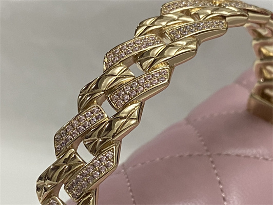 Chanel Mini Flap Bag With Top Handle Shinny Lambskin Gold Tone Metal Pink AS4924