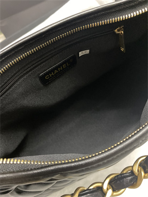 Chanel Small Hobo Bag Shiny Lambskin Gold Tone Metal Black AS4922