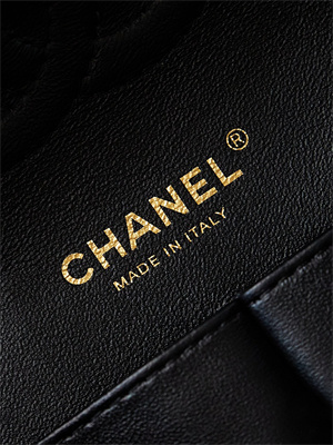 Chanel Medium Classic Handbag Black Calfskin With White Letters AS1112