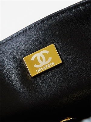 Chanel Mini Classic Handbag Black Calfskin With White Letters AS1116