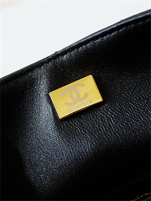 Chanel Medium Classic Handbag Black Fabric with White Dot AS4720