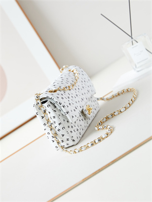 Chanel Medium Classic Handbag White Calfskin With Black Letters AS1112
