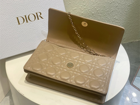 CD Miss Dior Top Handle Bag Cannage Lambskin Biscuit