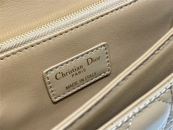 CD Miss Dior Top Handle Bag Cannage Lambskin Biscuit