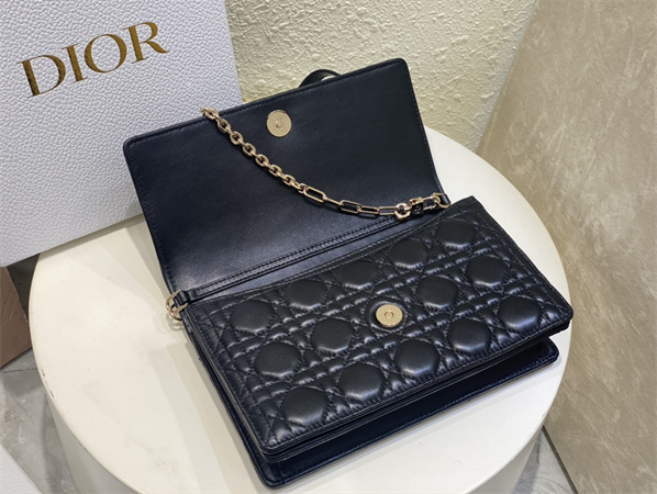 CD Miss Dior Top Handle Bag Cannage Lambskin Black