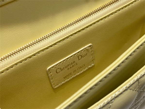 CD Miss Dior Top Handle Bag Cannage Lambskin Yellow