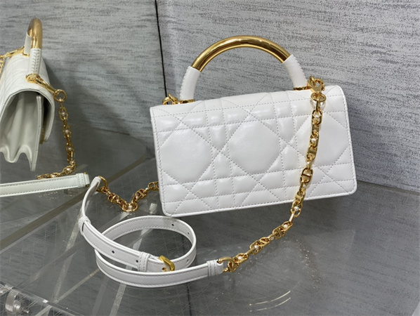 CD Mini Dior Ange Bag Latte Macrocannage Calfskin