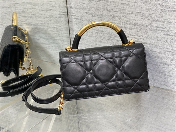 CD Mini Dior Ange Bag Black Macrocannage Calfskin