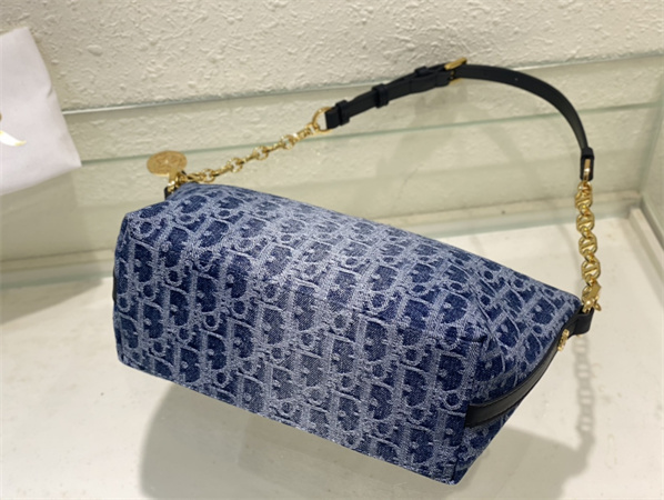 Diorstar Hobo Bag With Chain Blue Denim Dior Oblique Jacquard
