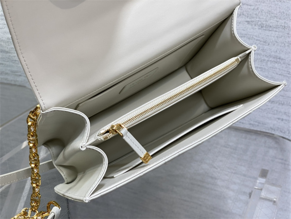 CD Medium Ange Bag White Macrocannage Calfskin