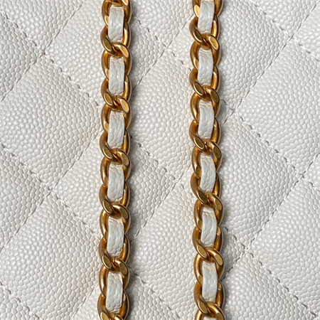 Chanel Vanity Case With Top Handle Grained Calfskin Gold Tone Metal White AP4064