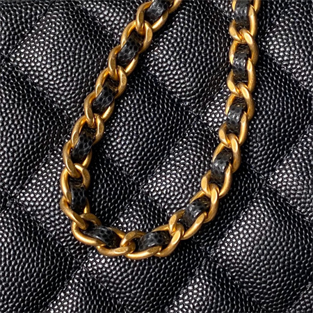 Chanel Vanity Case With Top Handle Grained Calfskin Gold Tone Metal Black AP4064