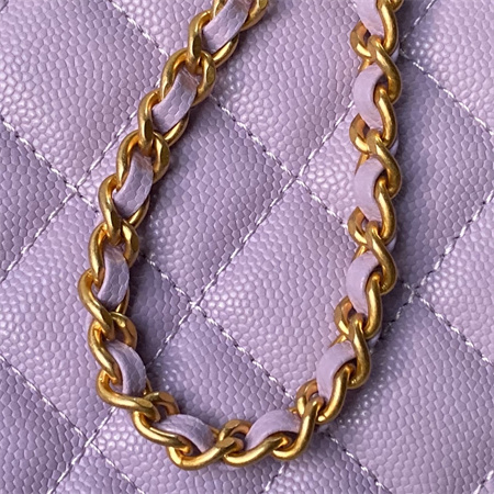 Chanel Vanity Case With Top Handle Grained Calfskin Gold Tone Metal Lt Purple AP4064