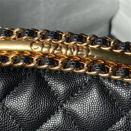 Chanel Clutch With Chain Grained Shiny Calfskin & Gold-Tone Metal Black AP4066