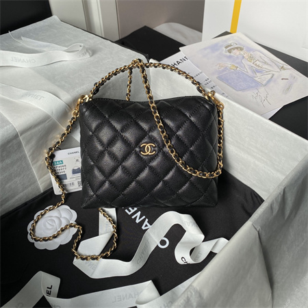 Chanel Clutch With Chain Grained Shiny Calfskin & Gold-Tone Metal Black AP4066