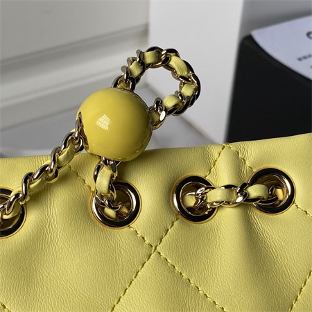 Chanel Backpack Shiny Lambskin Gold Tone Metal Yellow AS4810