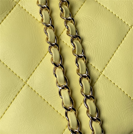 Chanel Backpack Shiny Lambskin Gold Tone Metal Yellow AS4810