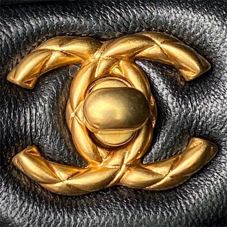 Chanel Mini Flap Bag With Top Handle Lambskin Gold Tone Metal Black AS4956