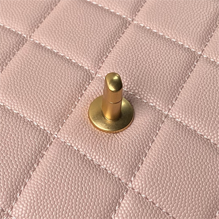 Chanel Flap Bag With Top Handle Grained Shinny Calfskin Gold Tone Metal Pink AS4957