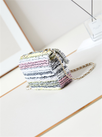 Chanel Clutch Sequins & Gold-Tone Metal White, Black, Pink & Yellow AS4561