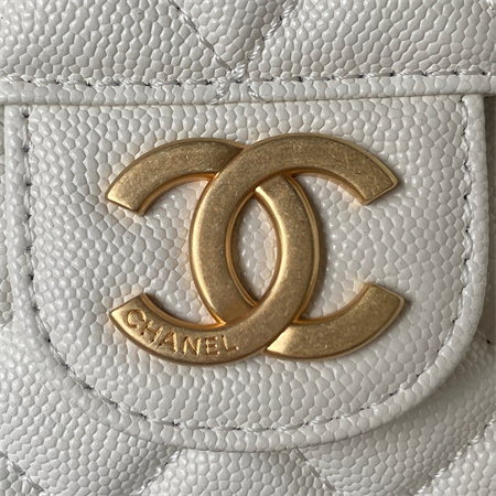 Chanel Hobo Bag Grained Calfskin Gold Tone Metal White AS3690
