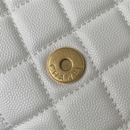 Chanel Hobo Bag Grained Calfskin Gold Tone Metal White AS3690