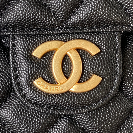 Chanel Hobo Bag Grained Calfskin Gold Tone Metal Black AS3690
