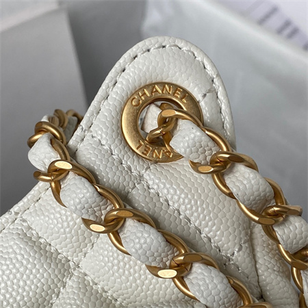 Chanel Small Hobo Bag Grained Calfskin Gold Tone Metal White AS3710