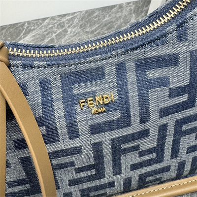 Fen.di Mini Fendessence Light Blue FF Denim Fabric Mini Bag