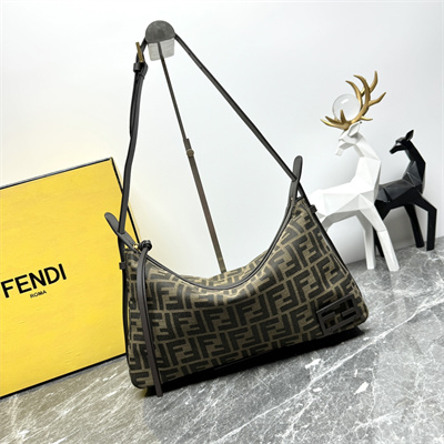 Fen.di Simply Fendi Medium Brown FF jacquard fabric Bag
