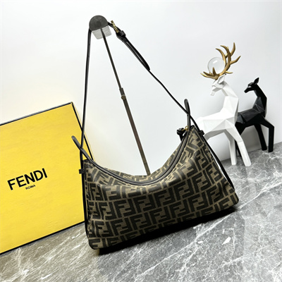 Fen.di Simply Fendi Medium Brown FF jacquard fabric Bag