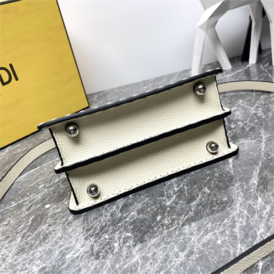 Fen.di Peekaboo ISeeU Petite Cuoio Romano Leather Cream Selleria bag with 306 hand-sewn topstitches