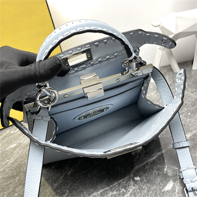 Fen.di Peekaboo ISeeU Small Cuoio Romano leatherSelleria bag with 556 hand-sewn topstitches