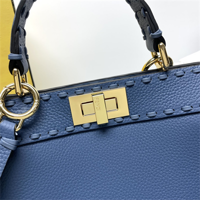 Fen.di Peekaboo ISeeU Small Cuoio Romano leatherSelleria bag with 556 hand-sewn topstitches