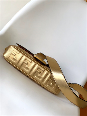 Fen.di BAGUETTE Bag Gold Leather With FF Motif