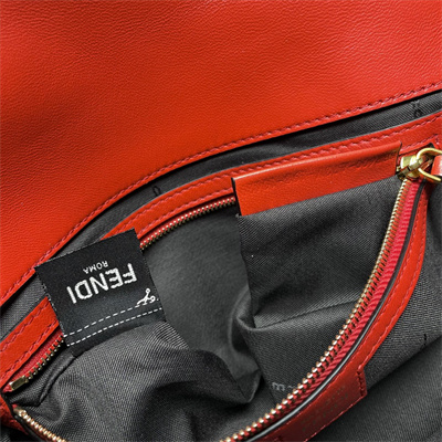 Fen.di BAGUETTE Bag Orange Red Nappa Leather With FF Motif