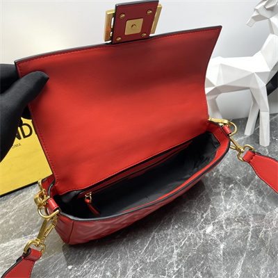 Fen.di BAGUETTE Bag Orange Red Nappa Leather With FF Motif