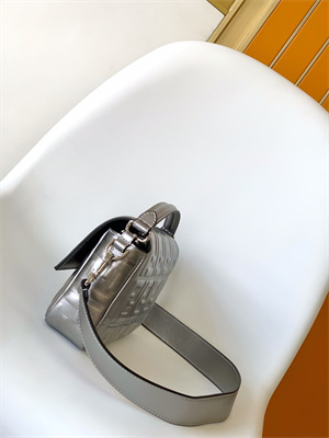 Fen.di BAGUETTE Bag Silver Leather With FF Motif