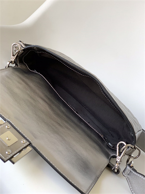 Fen.di BAGUETTE Bag Silver Leather With FF Motif