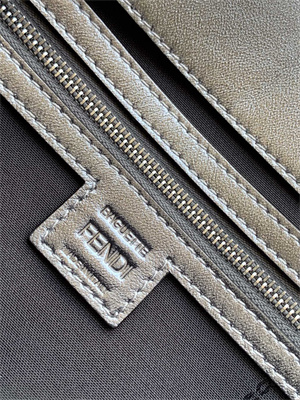 Fen.di BAGUETTE Bag Silver Leather With FF Motif
