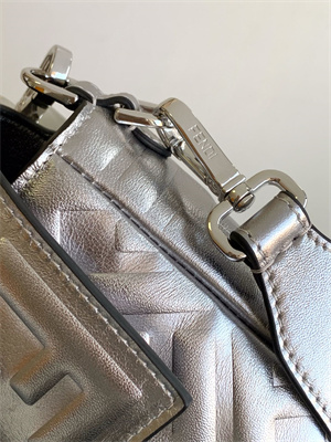 Fen.di BAGUETTE Bag Silver Leather With FF Motif