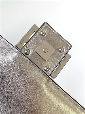 Fen.di BAGUETTE Bag Silver Leather With FF Motif