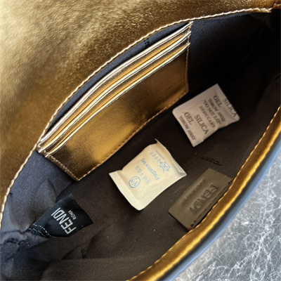 Fen.di BAGUETTE Mini Bag Gold Leather With FF Motif