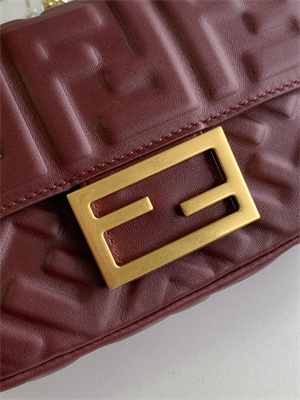 Fen.di BAGUETTE Mini Bag Burgundy Nappa Leather With FF Motif