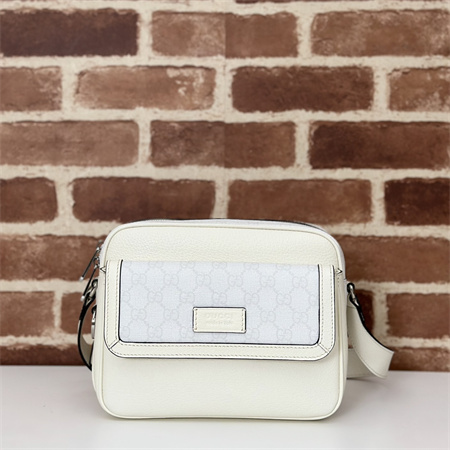 Gucci SMALL GG CROSSBODY BAG WITH TAG White leather and White GG Supreme canvas 795464