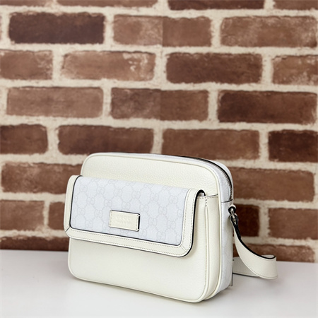 Gucci SMALL GG CROSSBODY BAG WITH TAG White leather and White GG Supreme canvas 795464