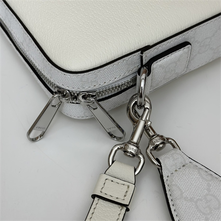 Gucci SMALL GG CROSSBODY BAG WITH TAG White leather and White GG Supreme canvas 795465