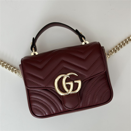 Gu.cci GG Marmont  MINI TOP HANDLE BAG  Rosso Ancora red 811238