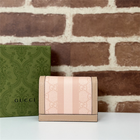 Gu.cci Ophidia GG Card Case Wallet Supreme Canvas Dusty Pink 523155
